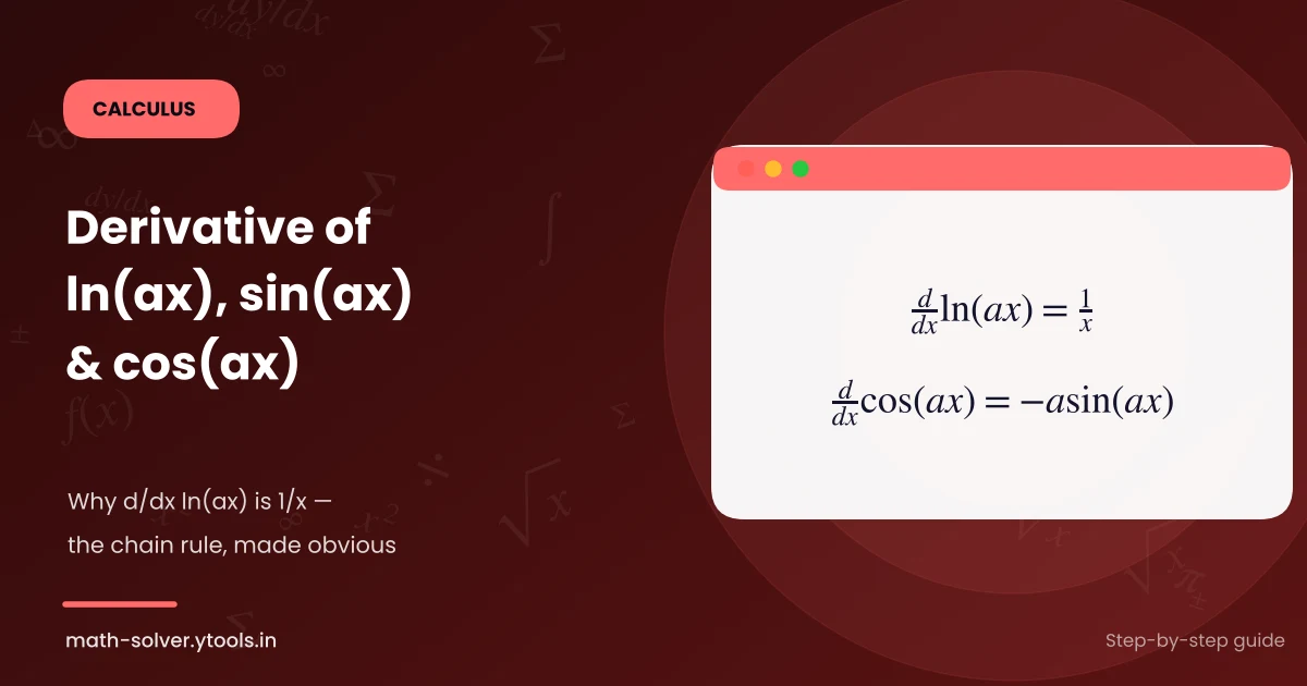 Derivative of ln(ax), sin(ax), cos(ax): Chain Rule Explained
