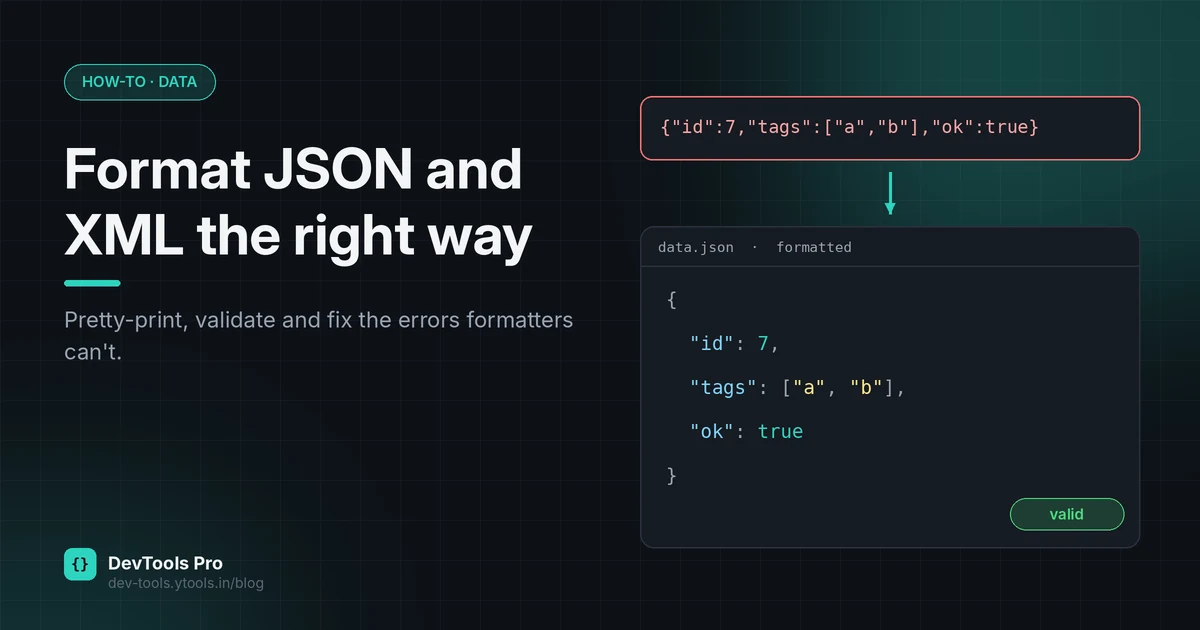 Minified JSON reformatted with indentation and marked valid